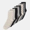 Anna Field HEART ANKLE 8 PACK - Socken - Black/grey